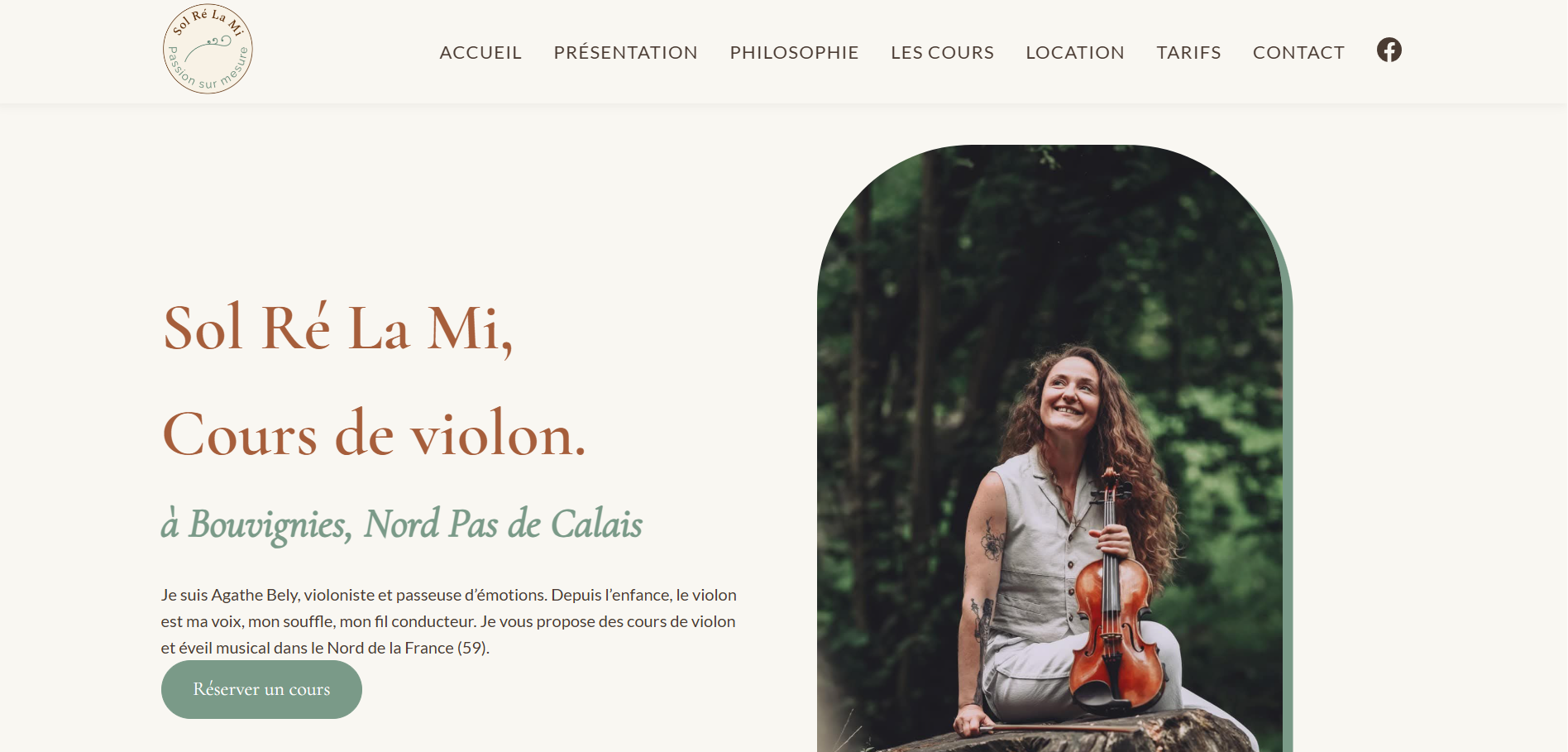 site solrelami.fr, site vitrine d'une professeur de violon